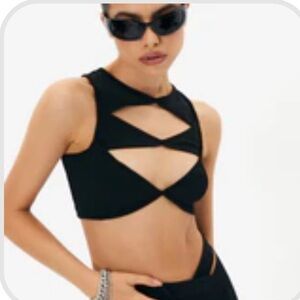 SOLADO Cut Out Asymmetrical Hem Sleeveless Crop Top NWT